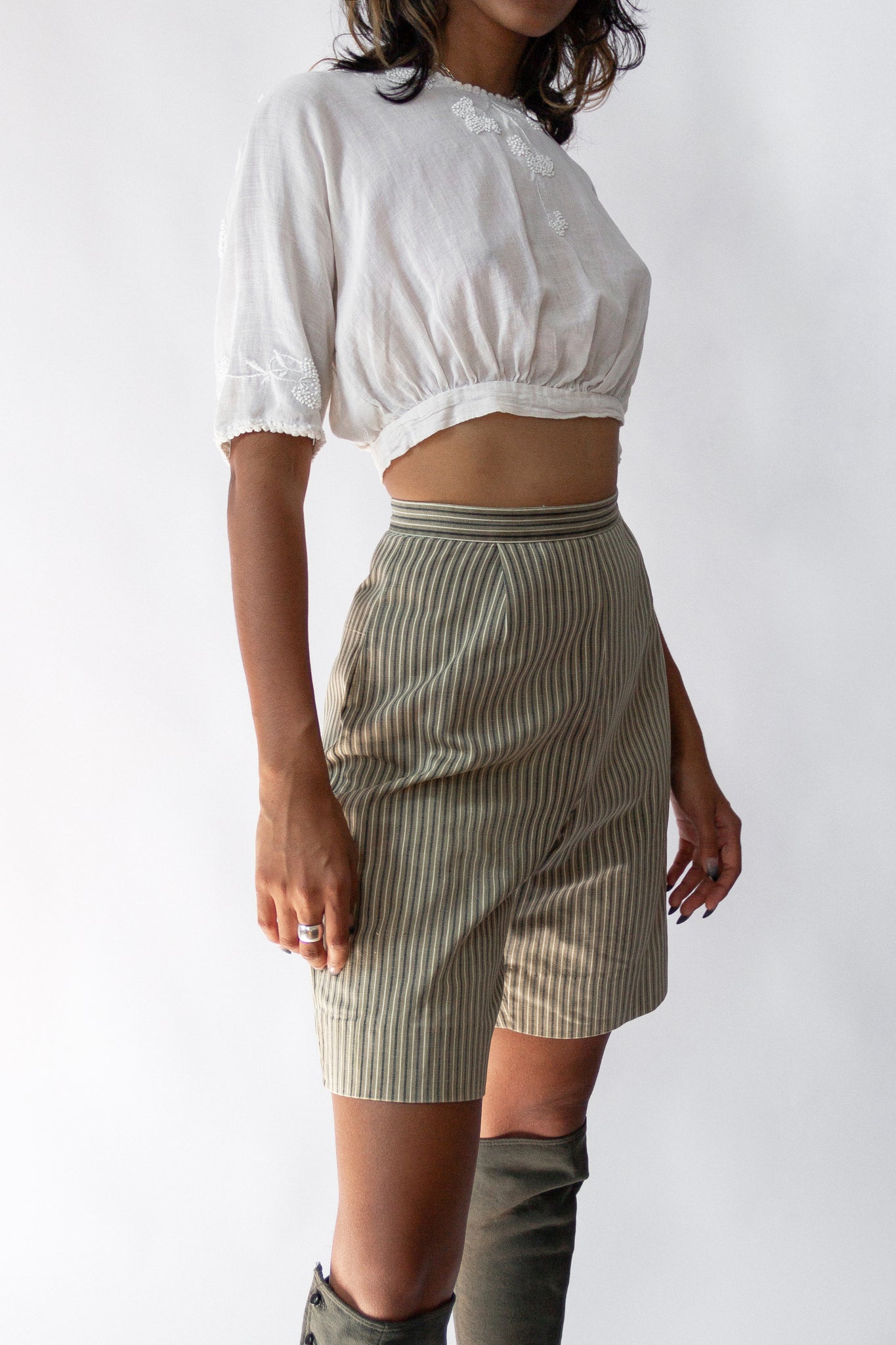 50s Striped Cotton Bermuda Short