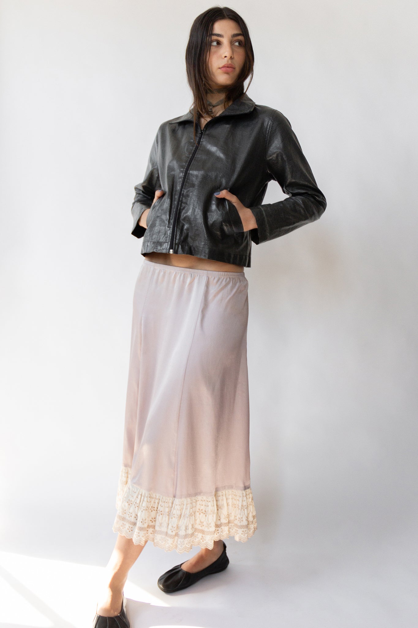 60s Silk + Eyelet Maxi Skirt