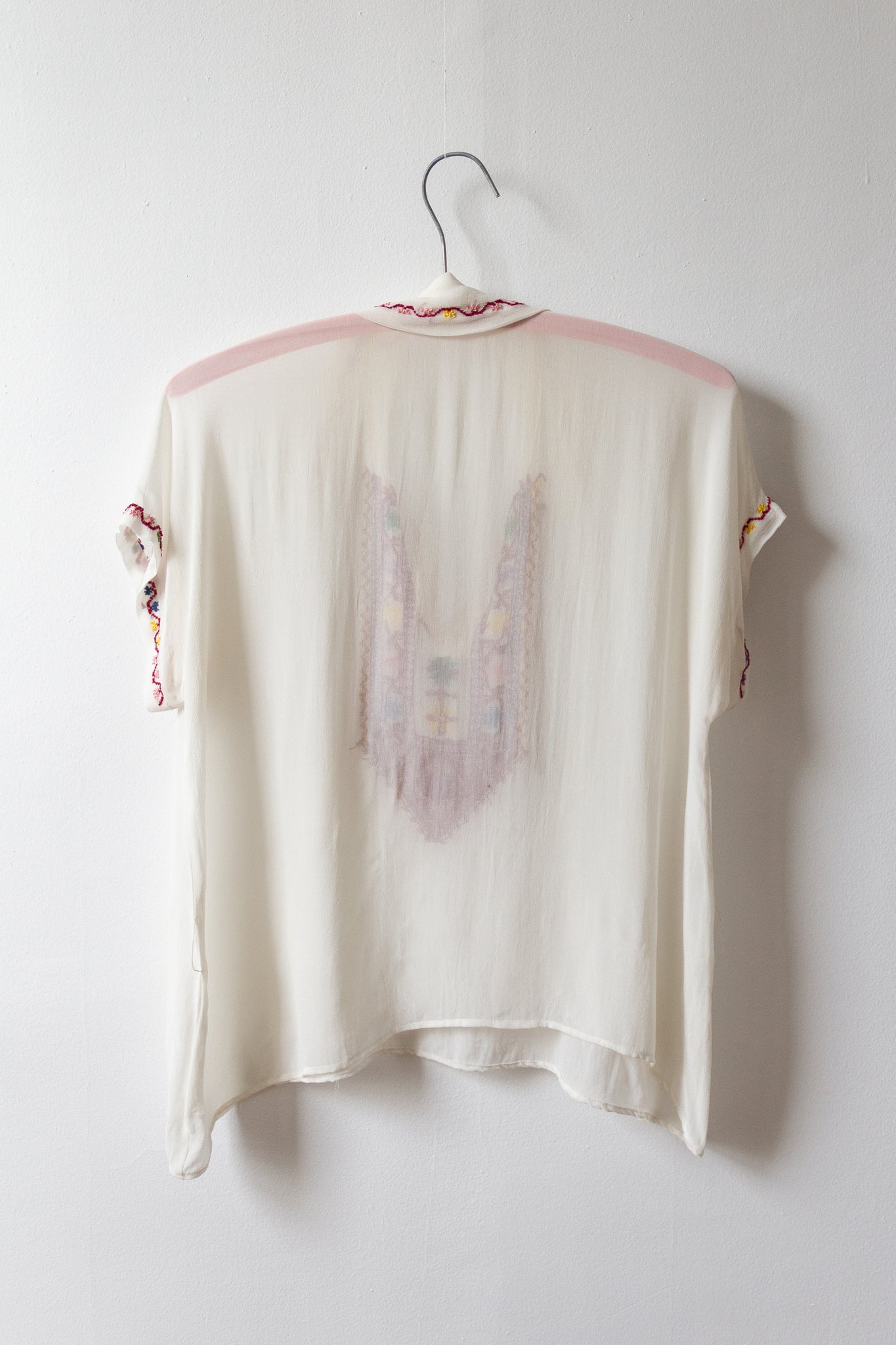 30s Embroidered Silk Folk Blouse