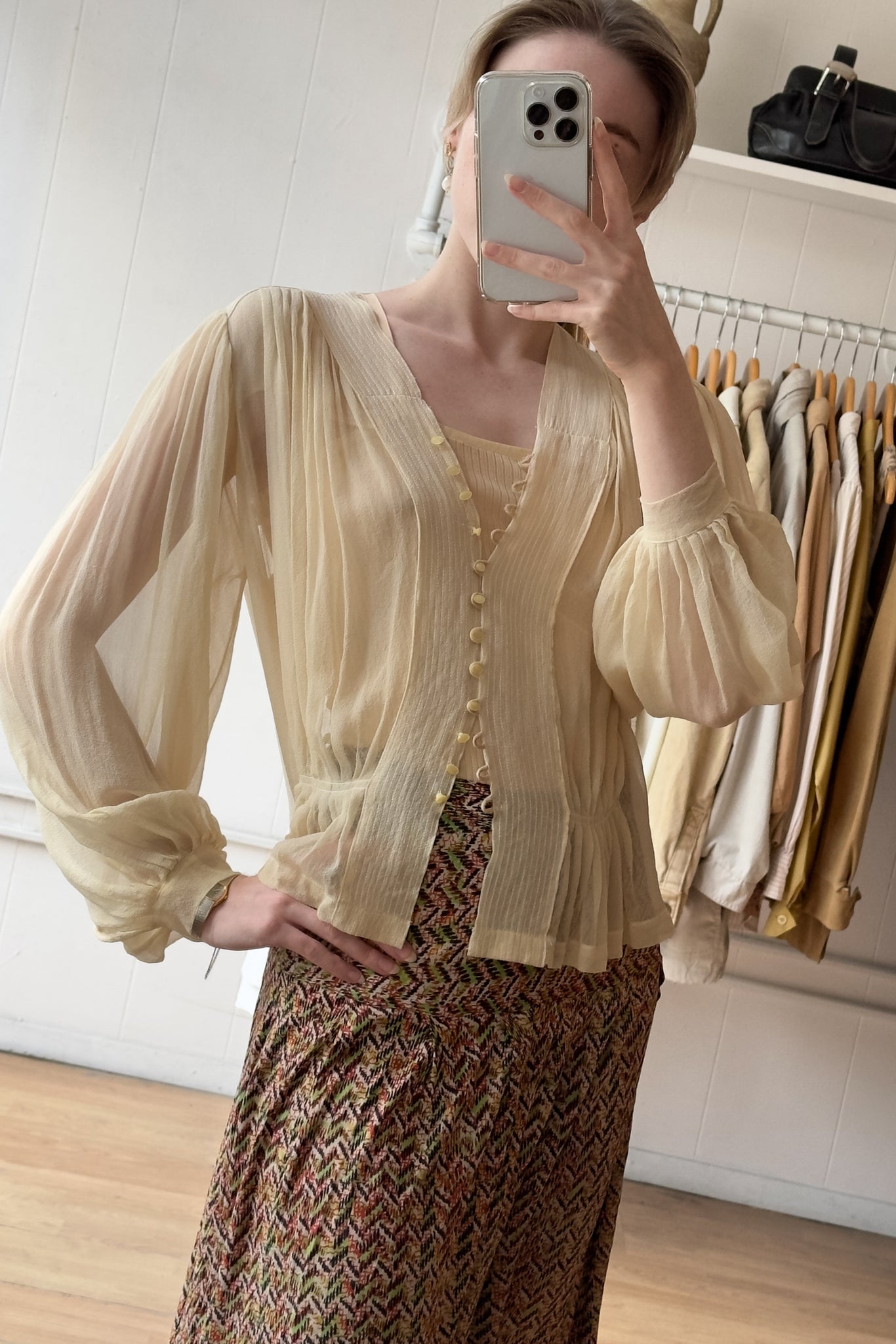 30s Paray Silk Chiffon Blouse