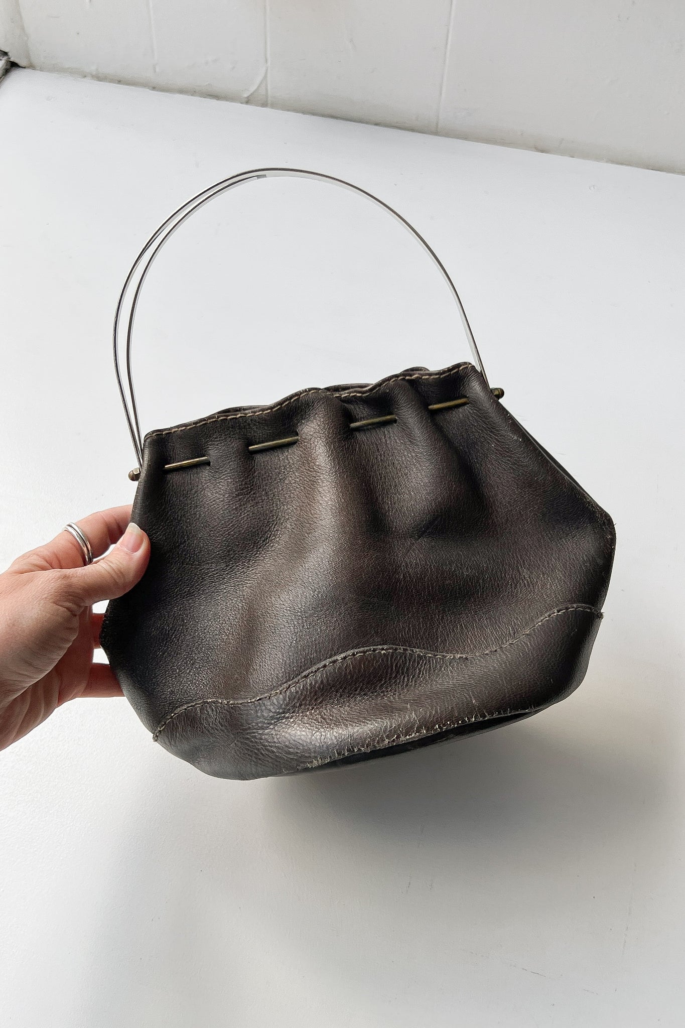 40s Metal Frame Leather Bag