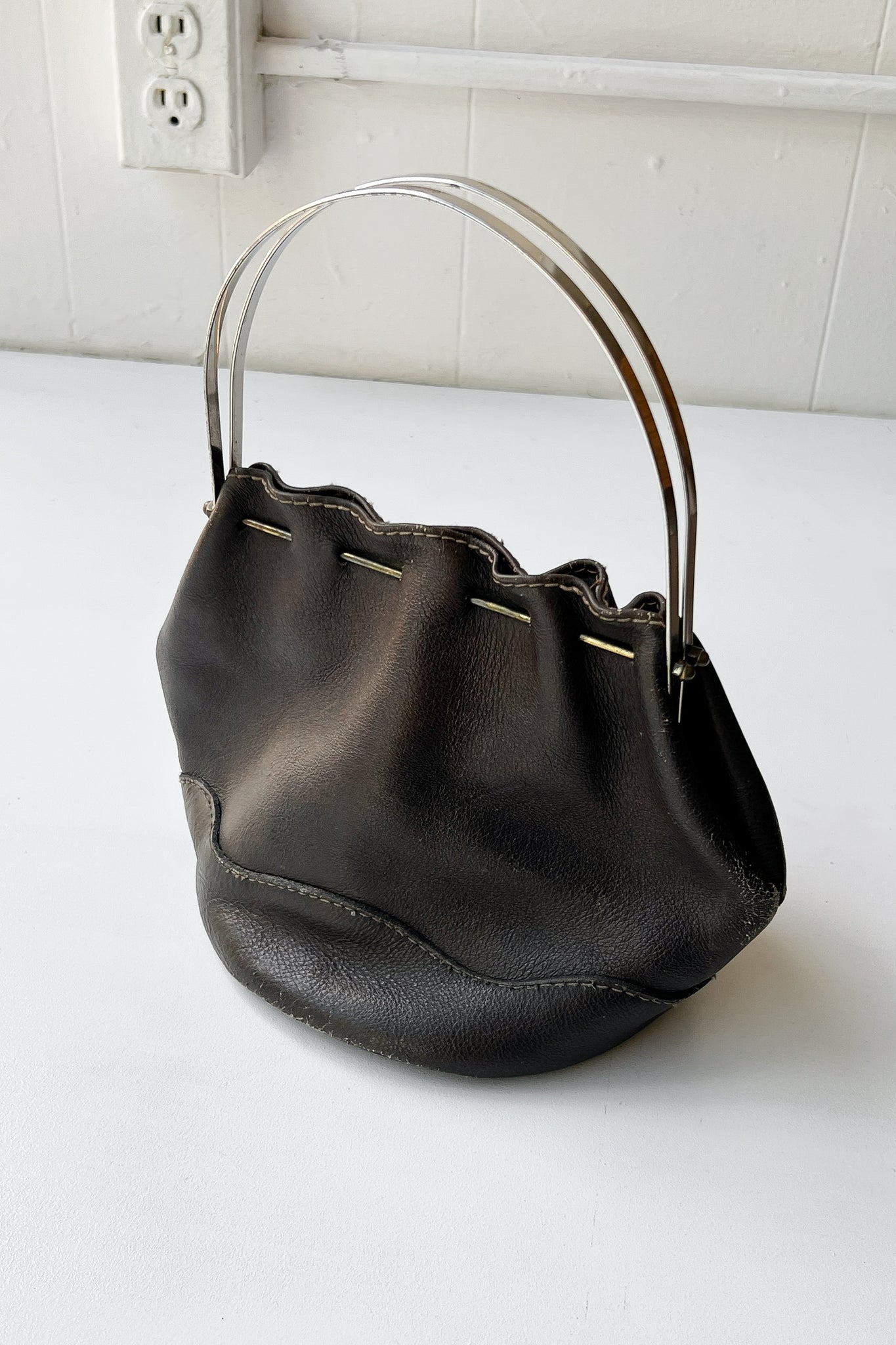 40s Metal Frame Leather Bag