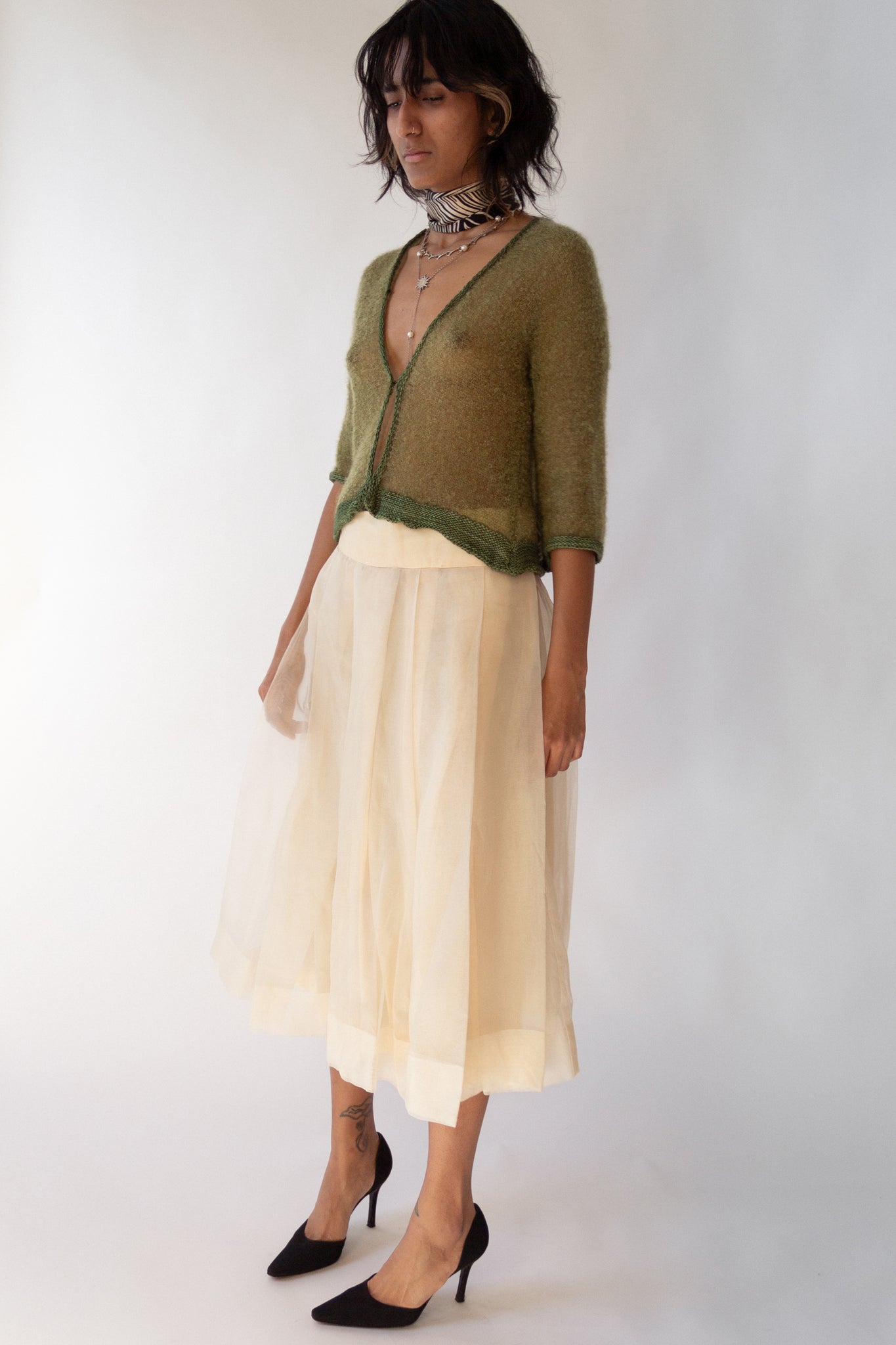 50s Airy Organza Pleat Skirt