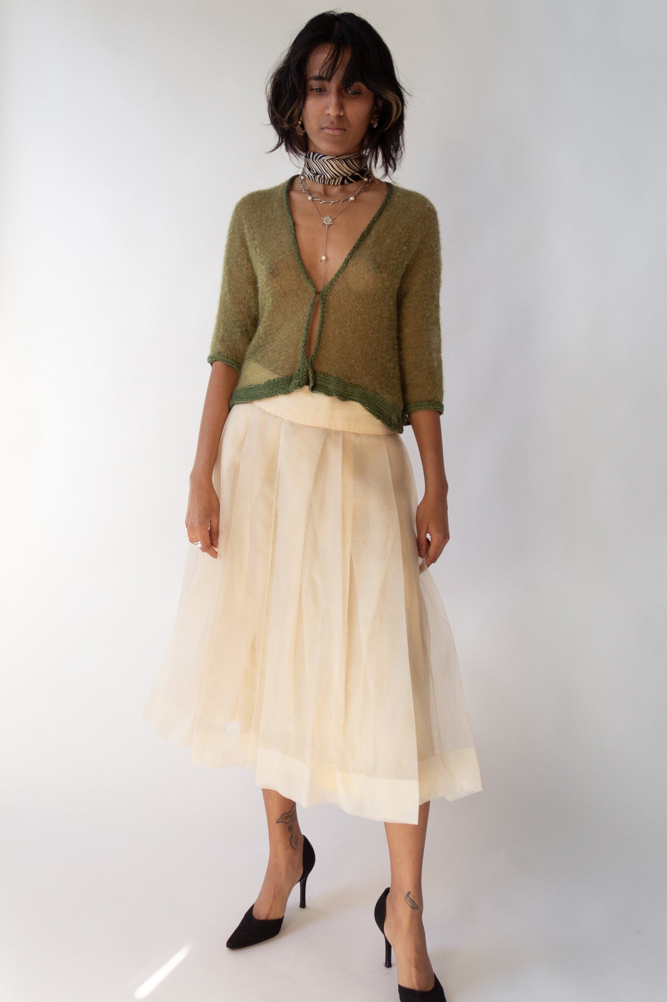 50s Airy Organza Pleat Skirt