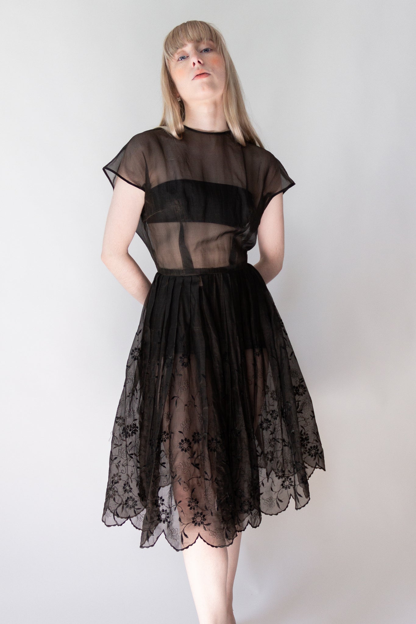 50s Sheer Organza Dress | sz 2