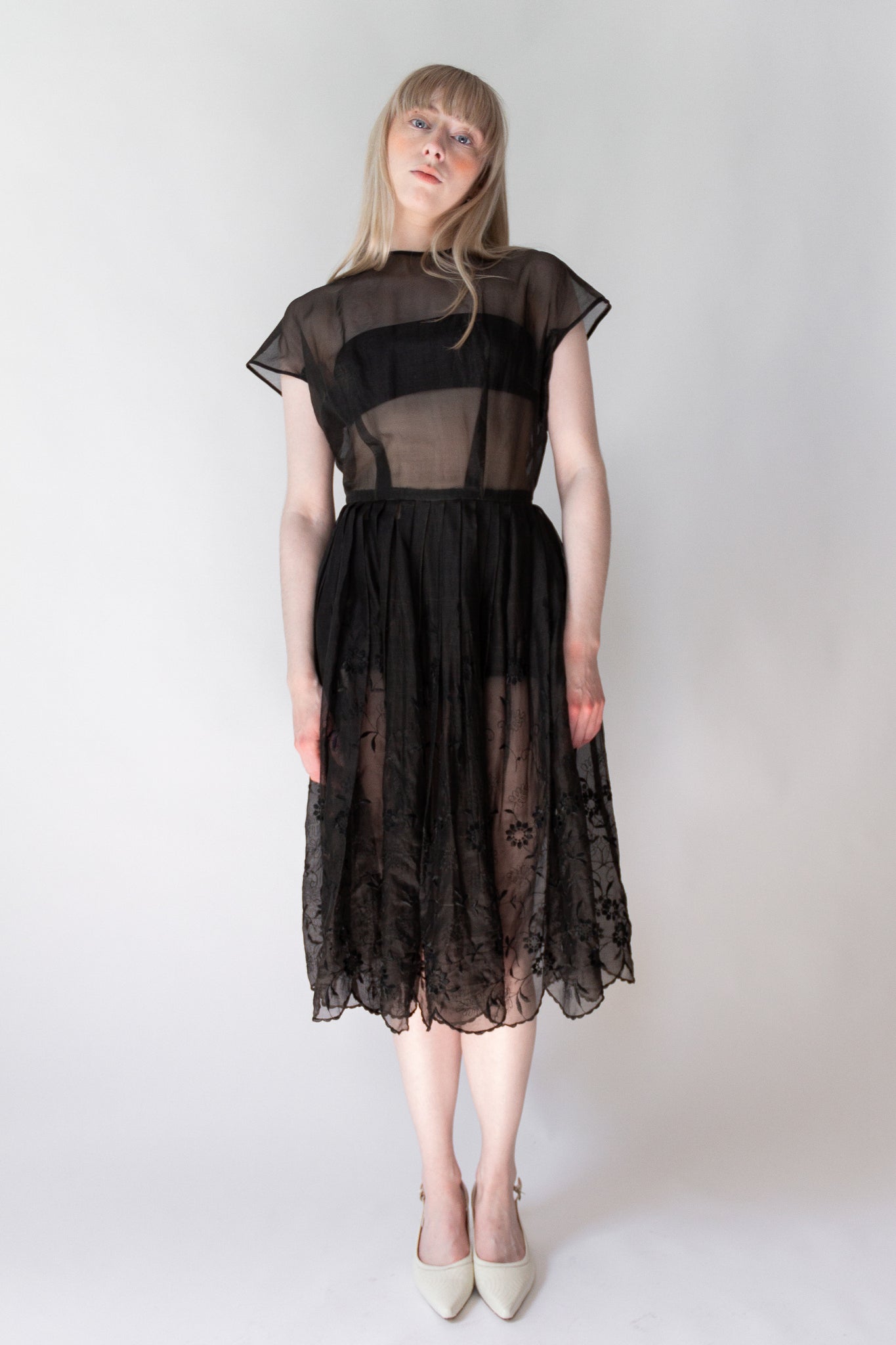 50s Sheer Organza Dress | sz 2