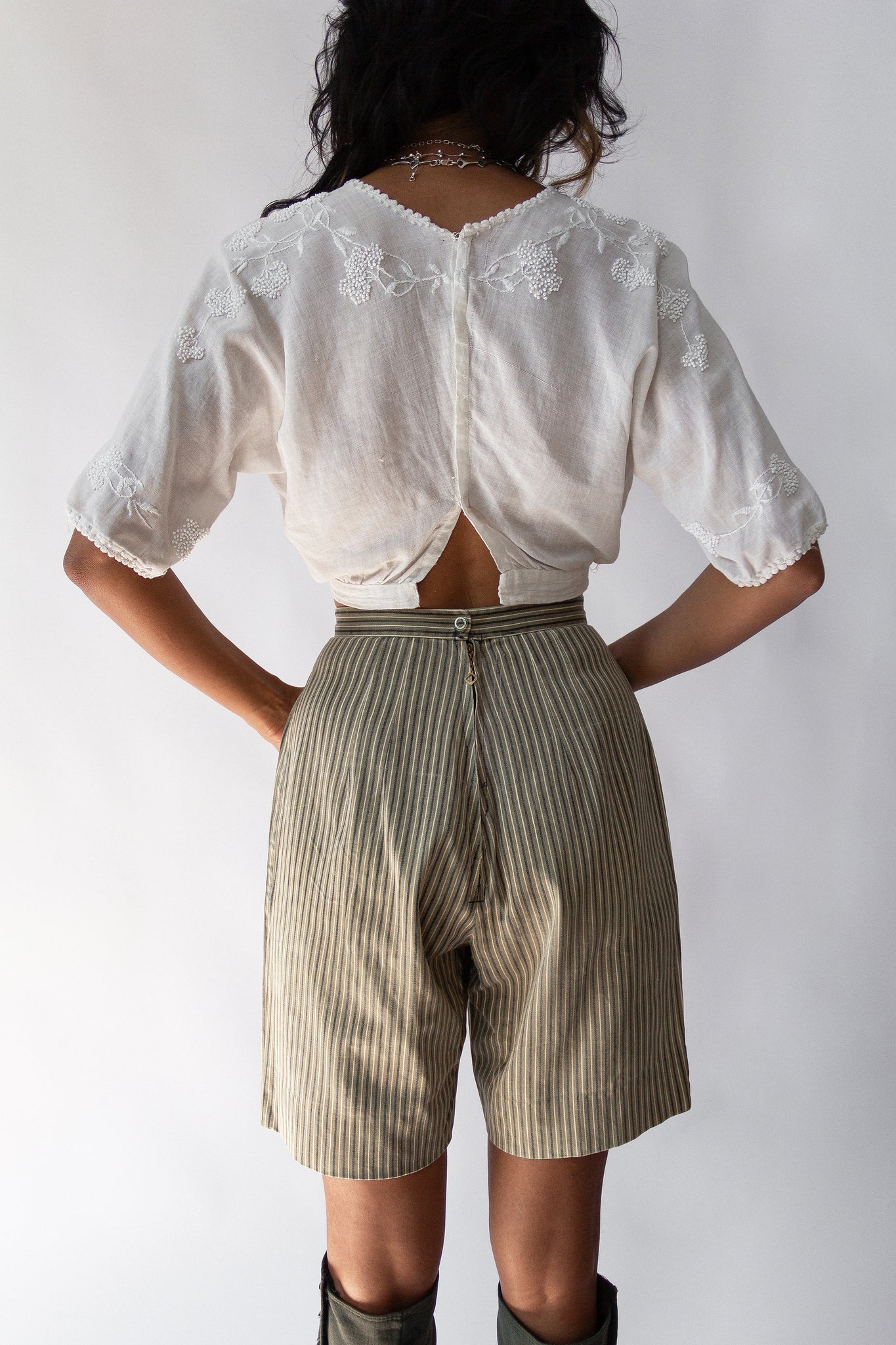 50s Striped Cotton Bermuda Short
