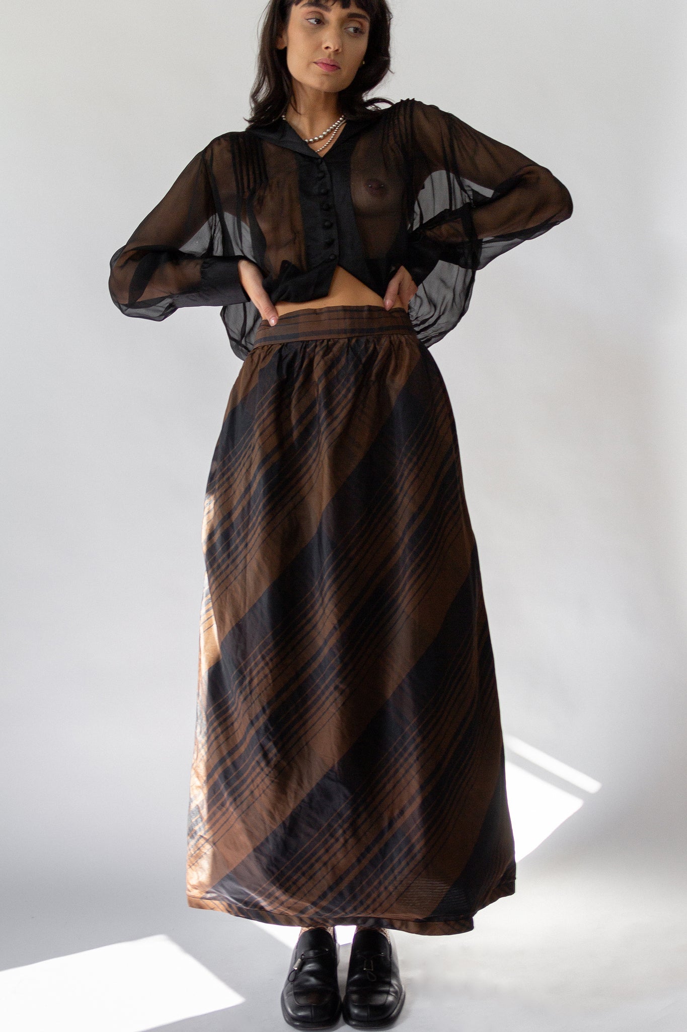 50s Taffeta Plaid Skirt
