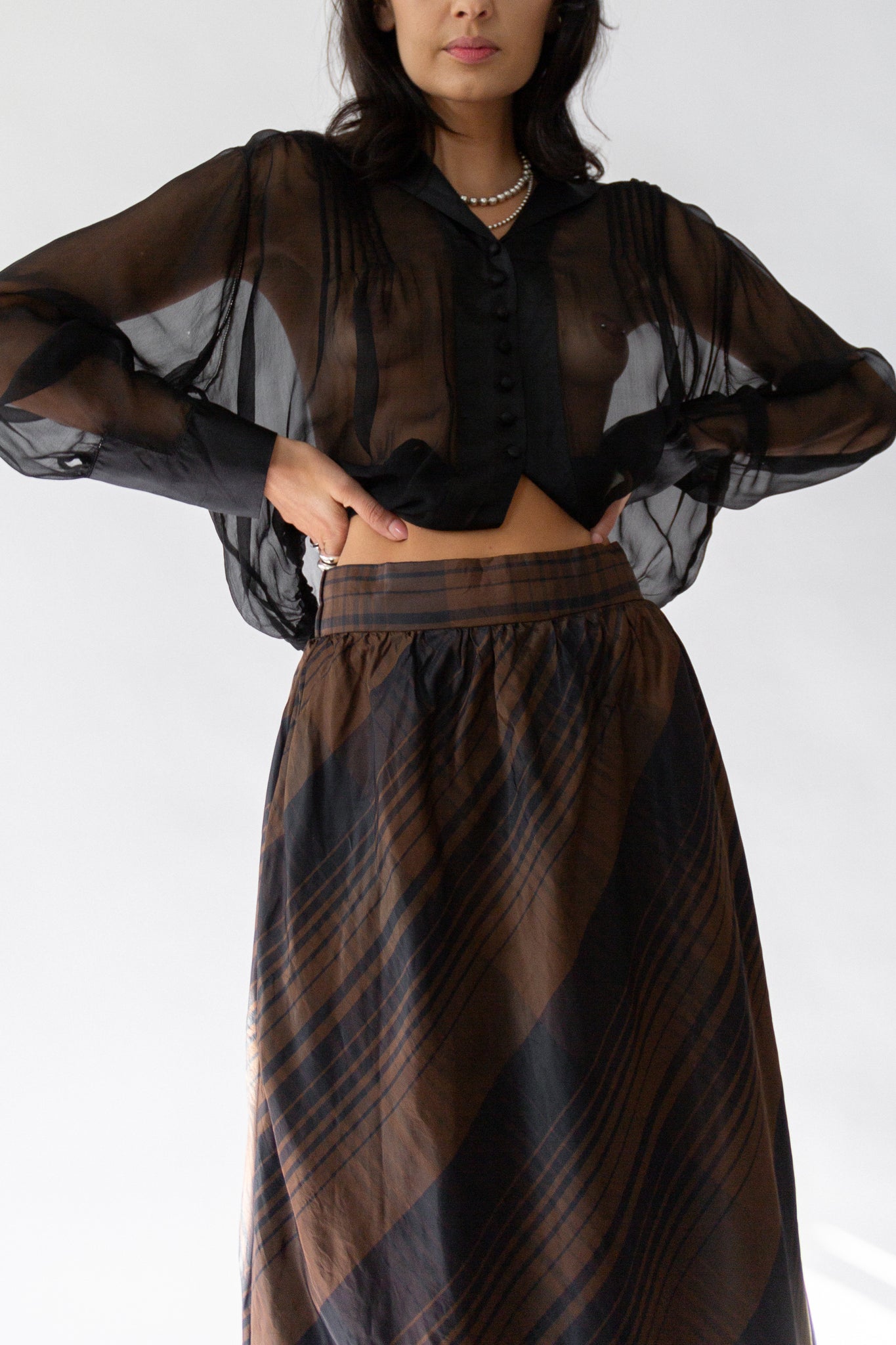 50s Taffeta Plaid Skirt