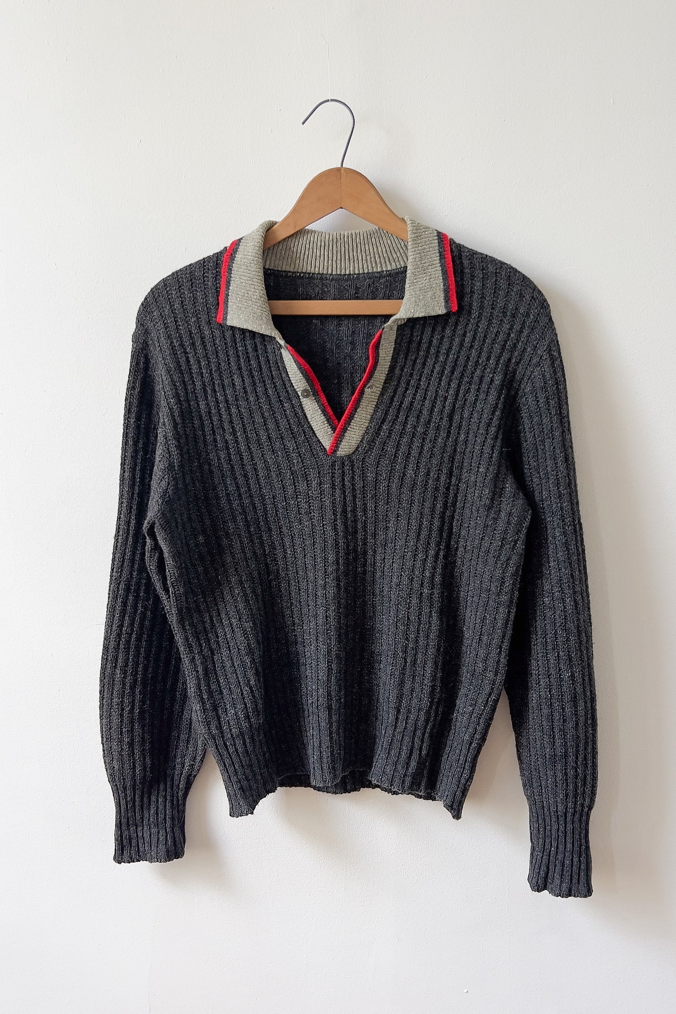 50s Wool Grandpa Polo Knit