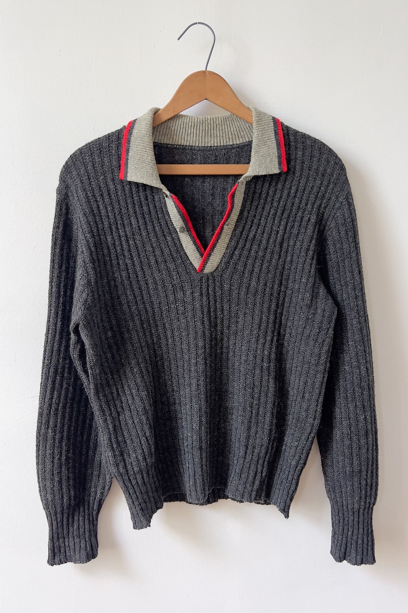 50s Wool Grandpa Polo Knit