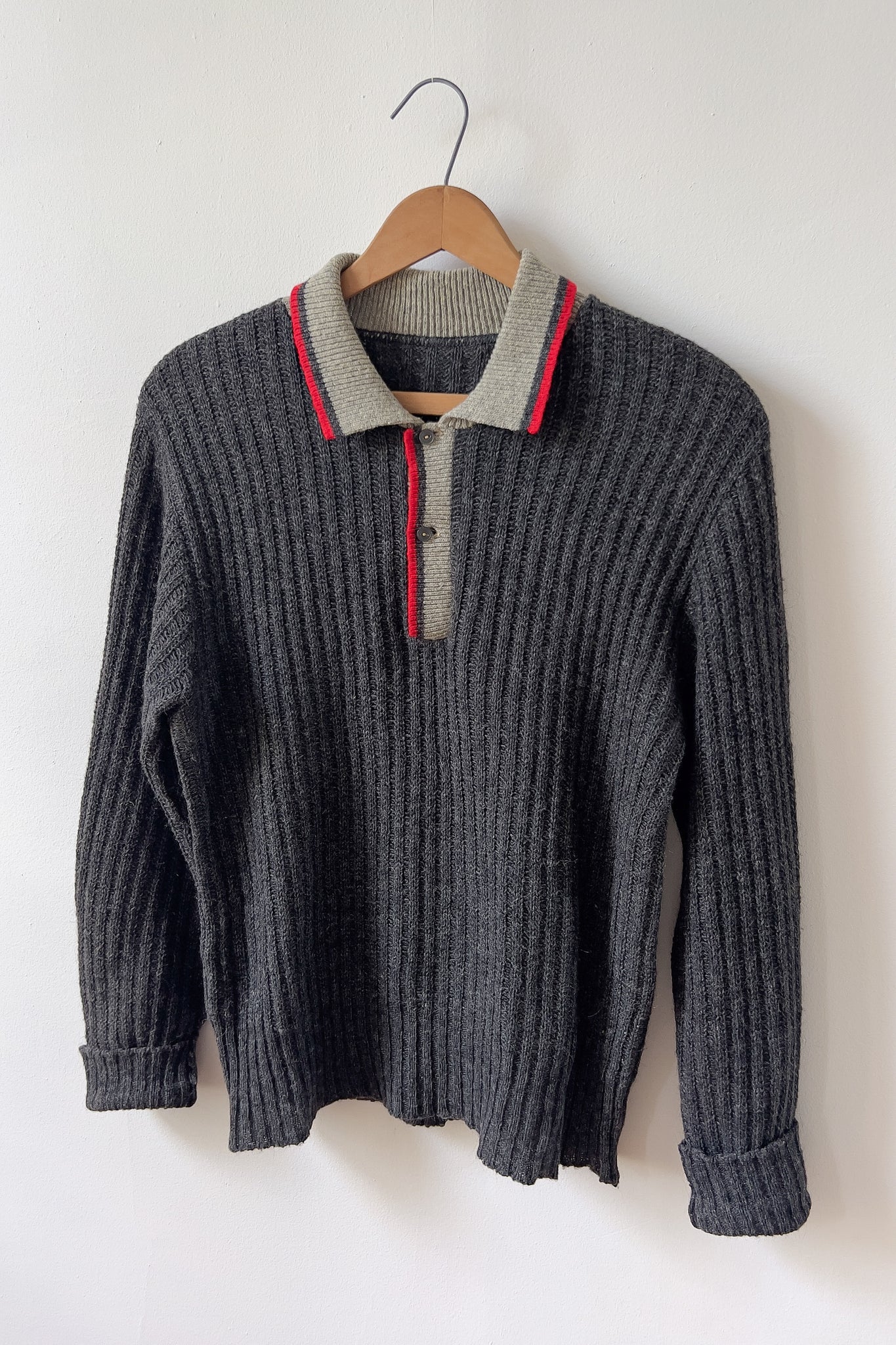 50s Wool Grandpa Polo Knit