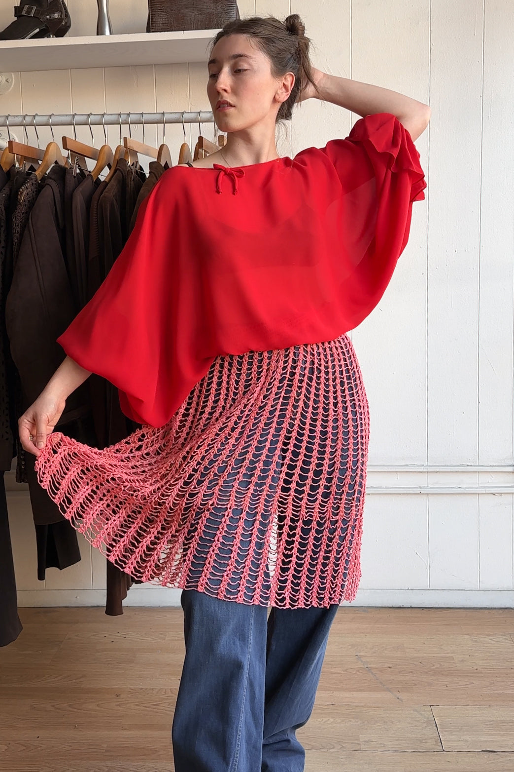 60s Candy Crochet Net Skirt