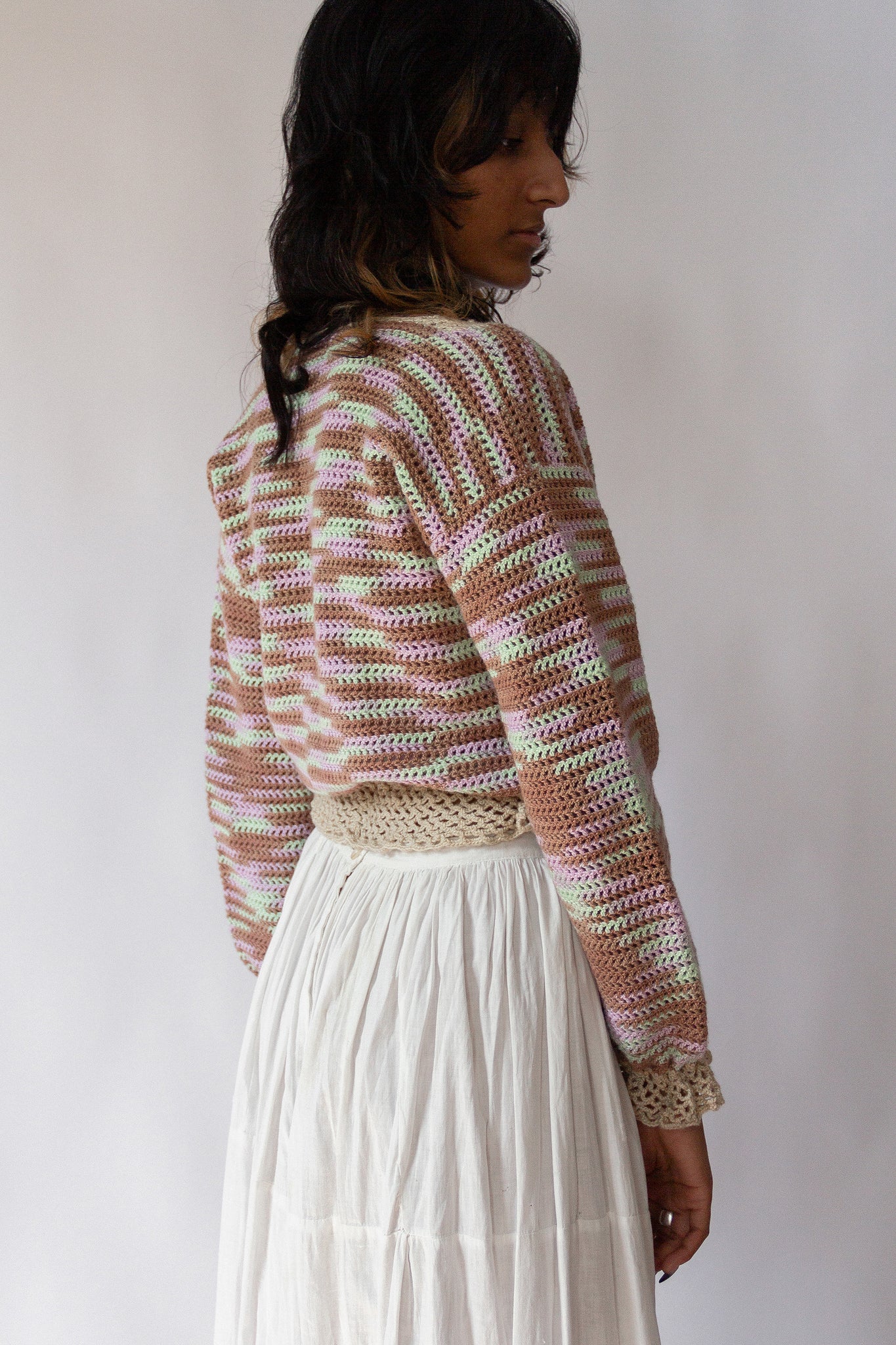 70s Crochet Cotton Sweater