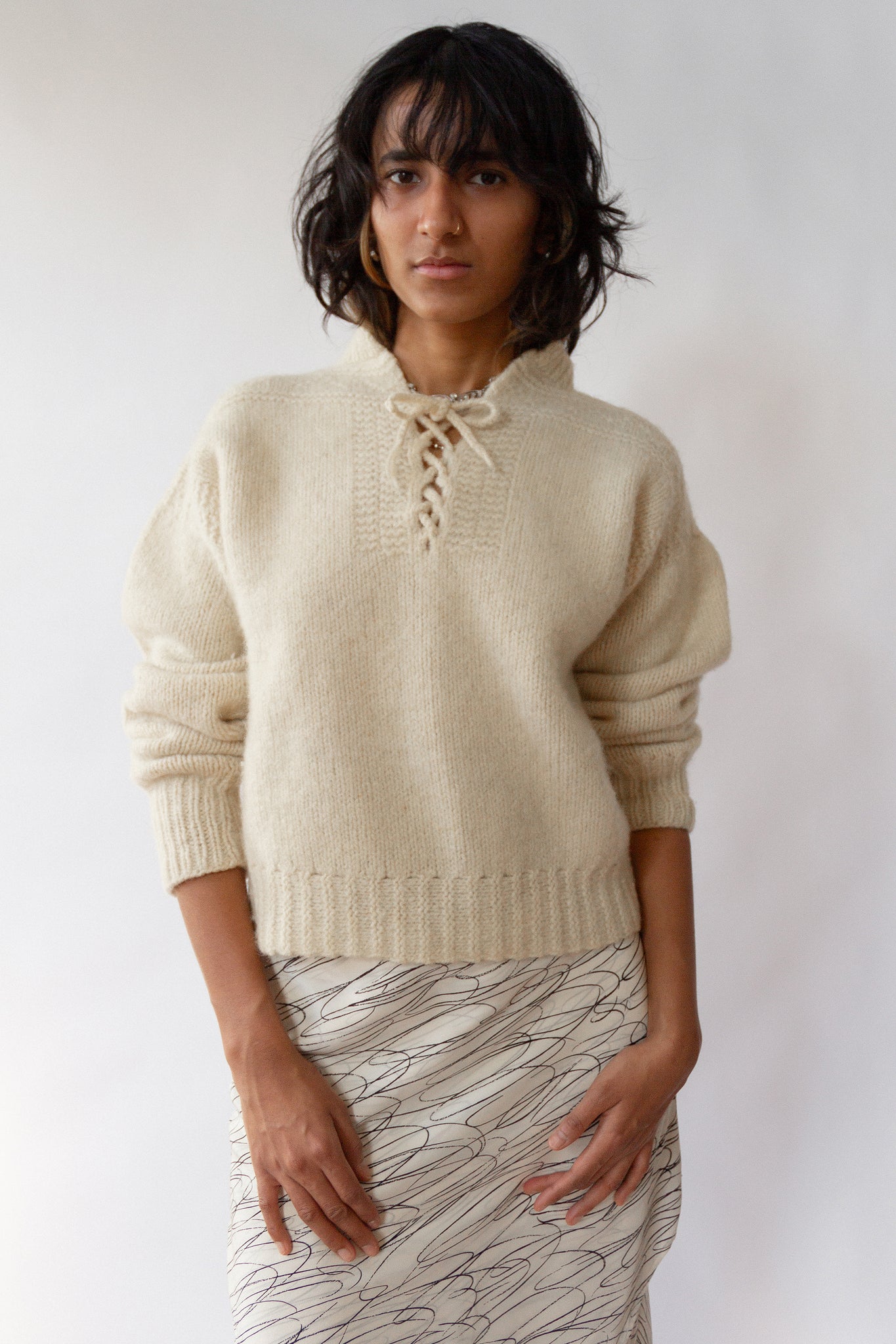 70s Lace Up Wool Pullover