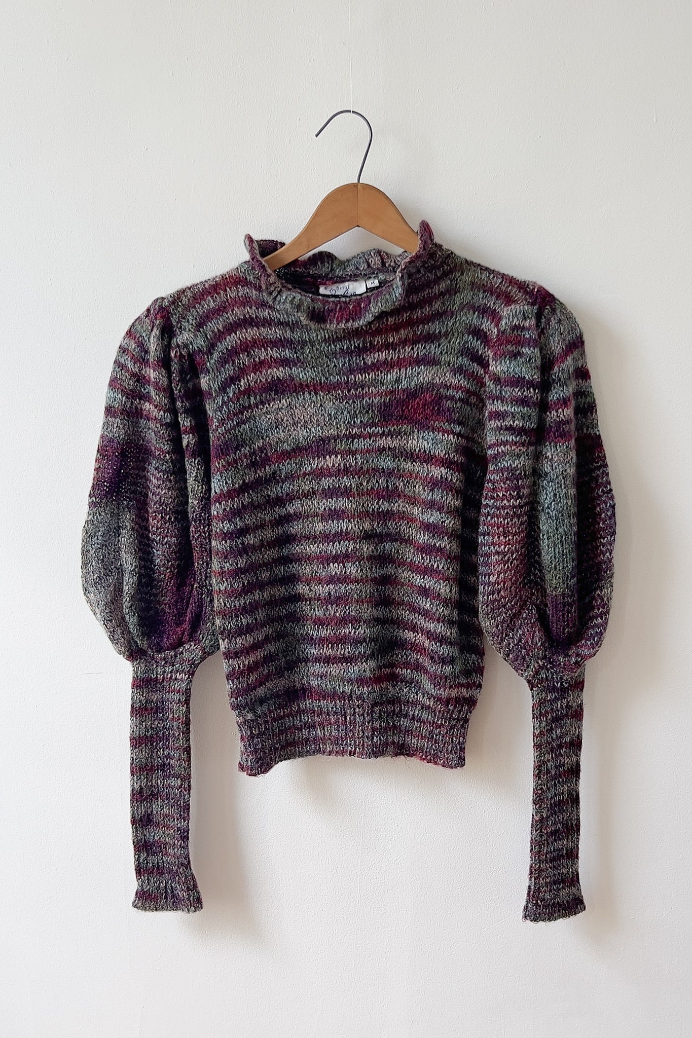 70s Mutton Sleeve Plum Knit