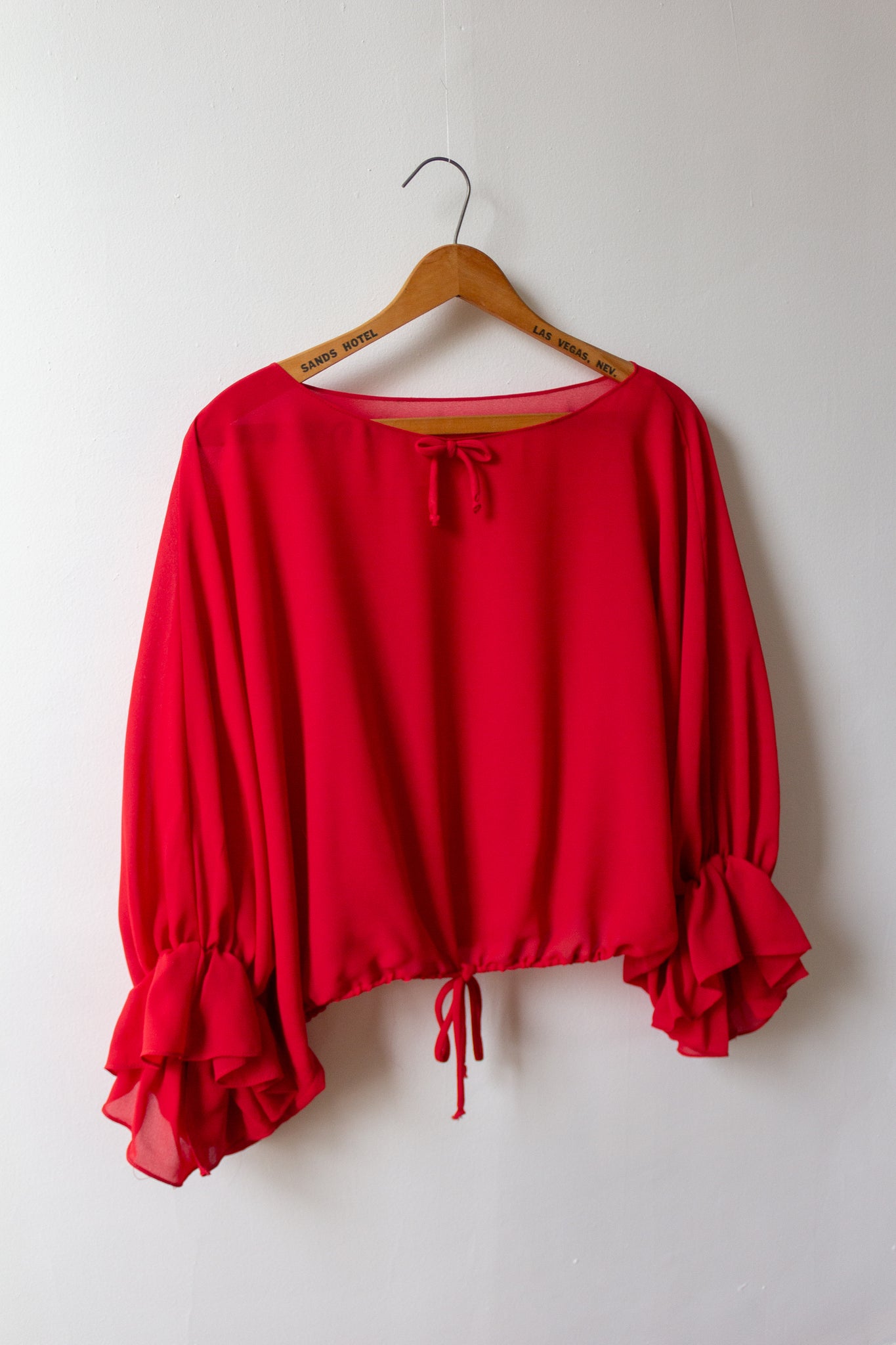 70s Ruby Georgette Poet Top