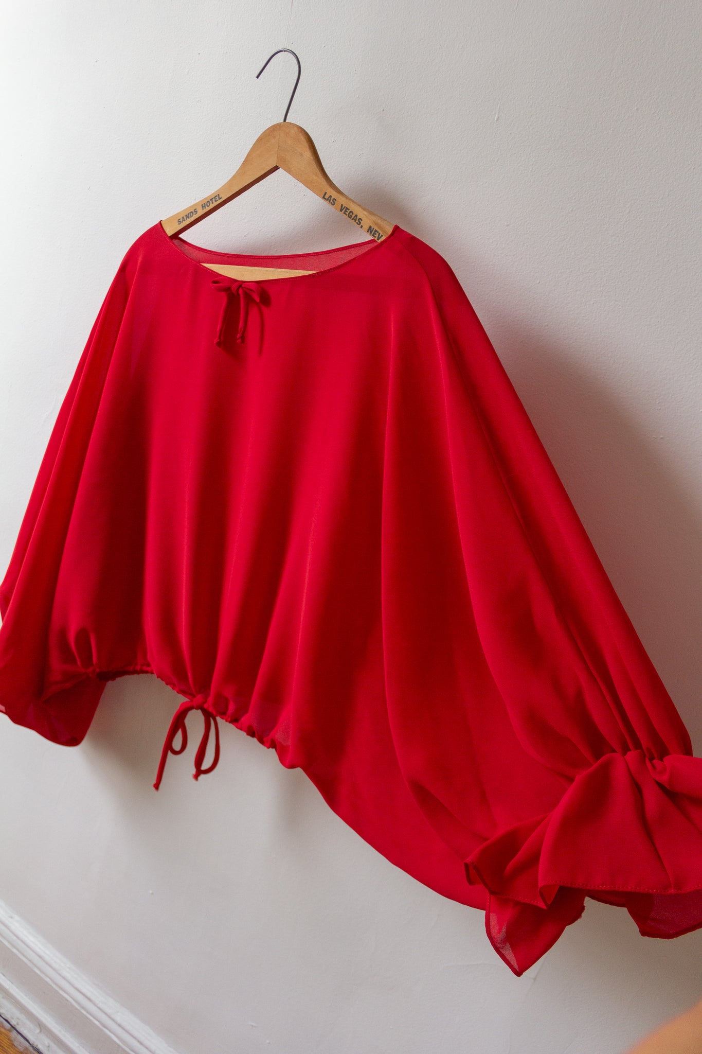 70s Ruby Georgette Poet Top