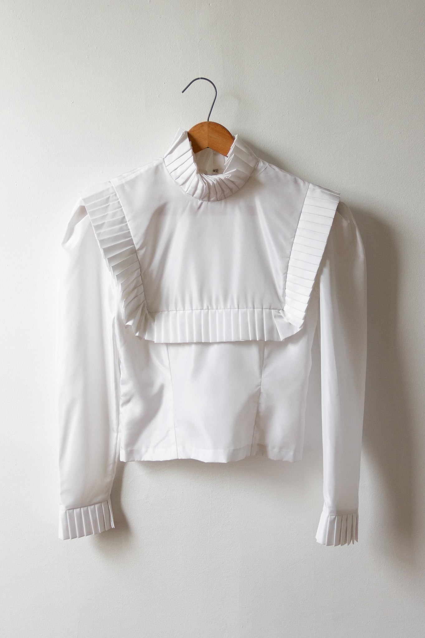 80s Pleated Bib Blouse | XS