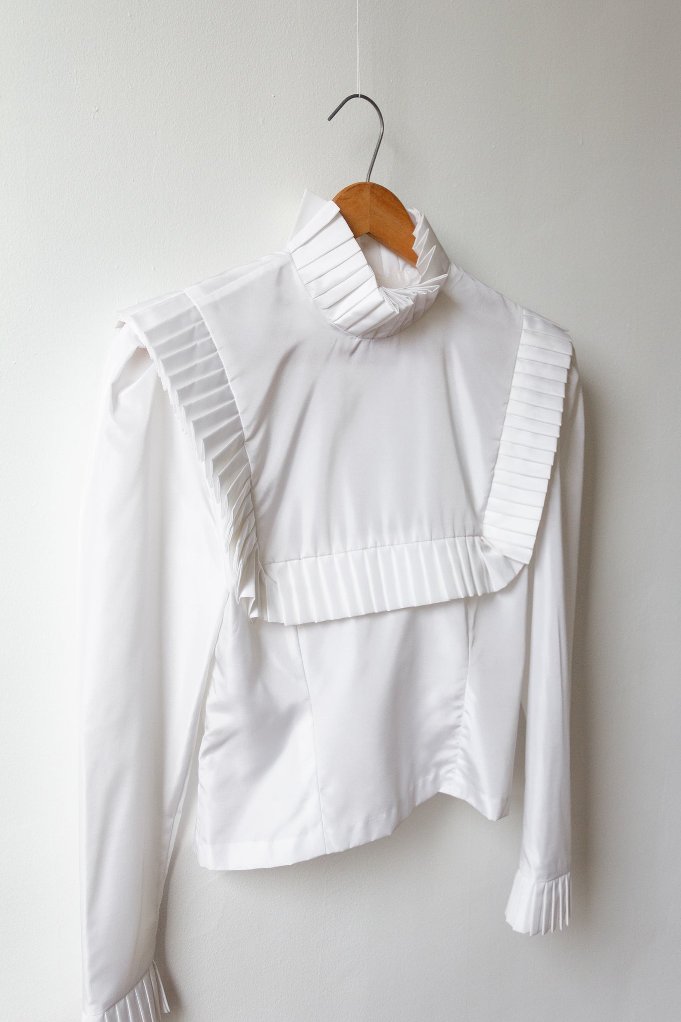 80s Pleated Bib Blouse | XS