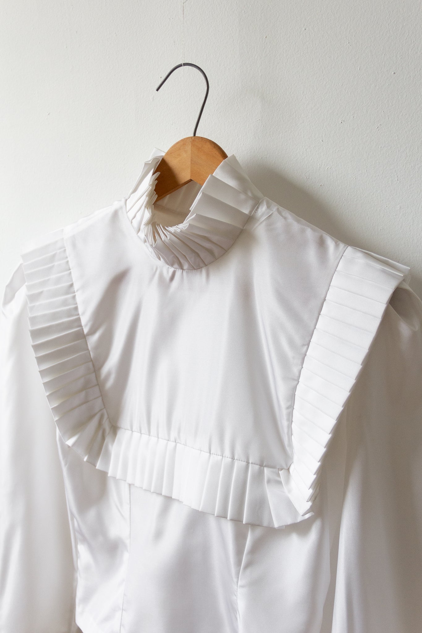 80s Pleated Bib Blouse | XS