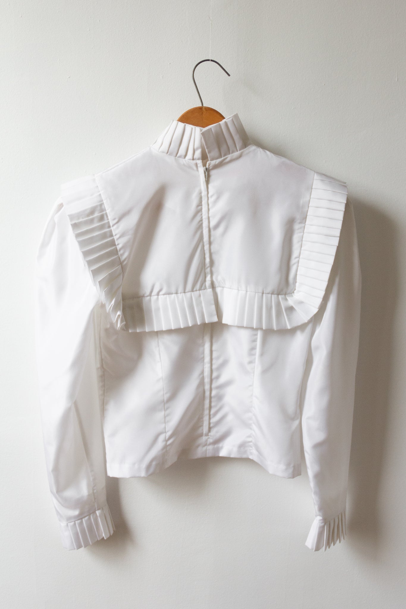 80s Pleated Bib Blouse | XS