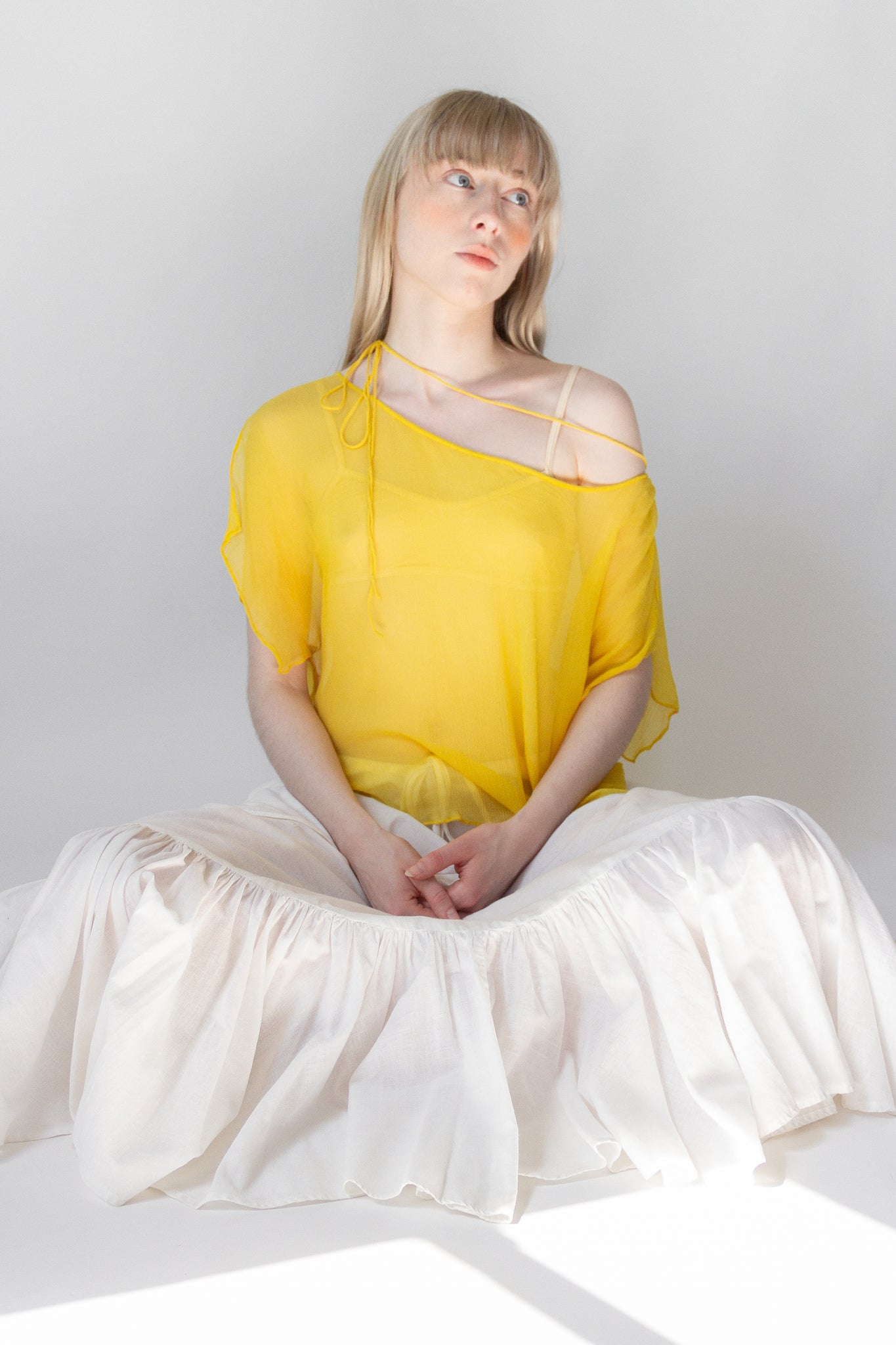 90s Lemon Silk Chiffon Top