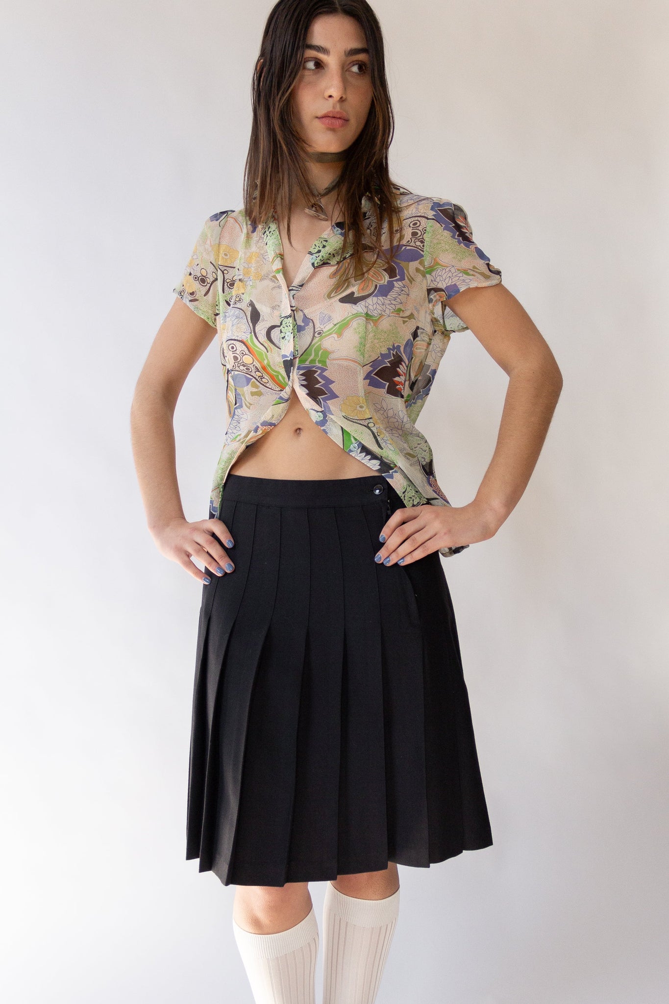 90s Pleated Midi Skirt | sz 29