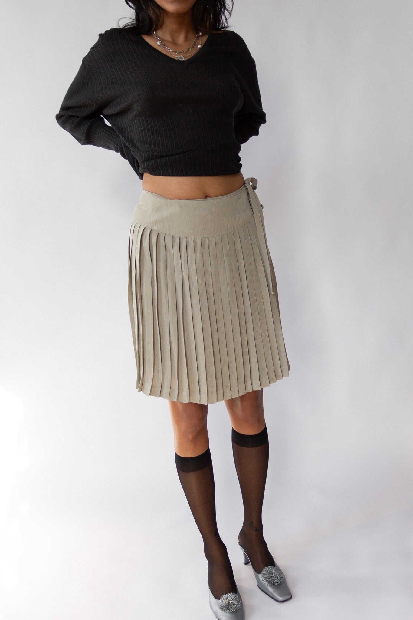 90s Pleated Wrap Skirt | 2/4