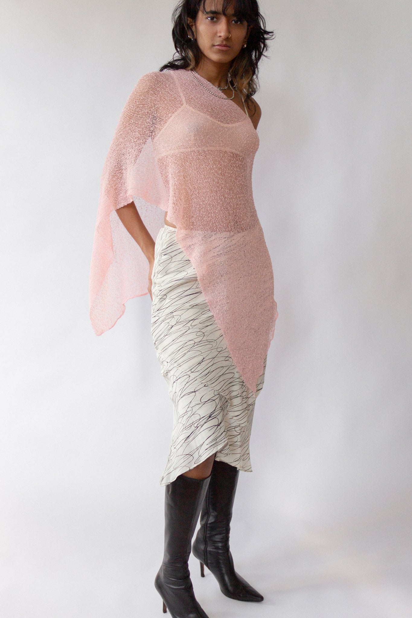 90s Silk Scribble Skirt | 6/8