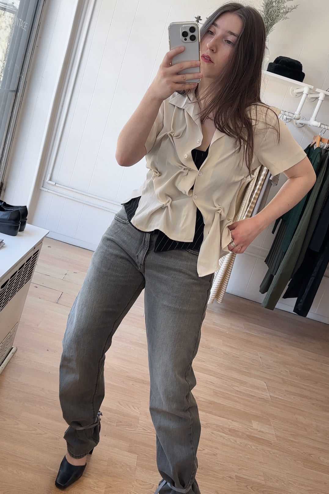 EDIT Hand-Smocked Sheer Top | S