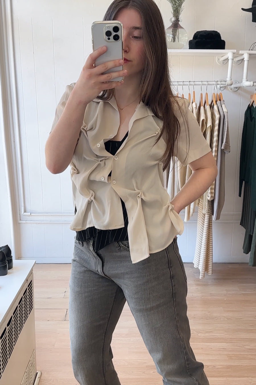 EDIT Hand-Smocked Sheer Top | S