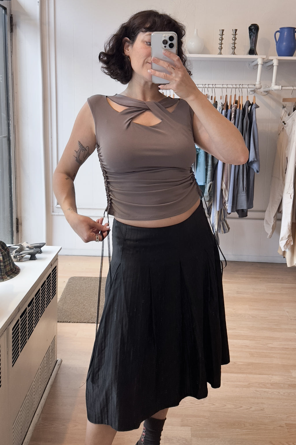 EDIT Ruched Cutout Top