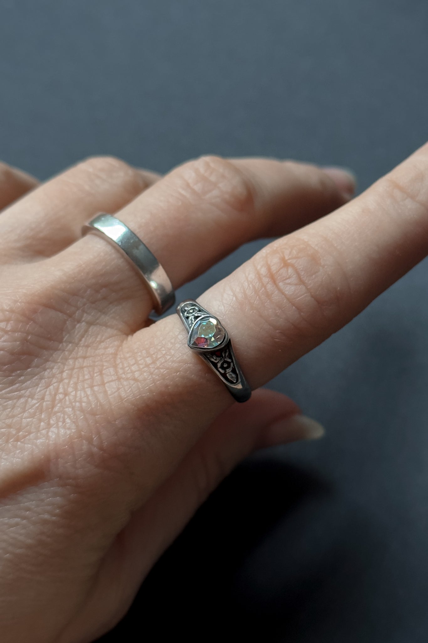 Opal Heart Sterling Ring
