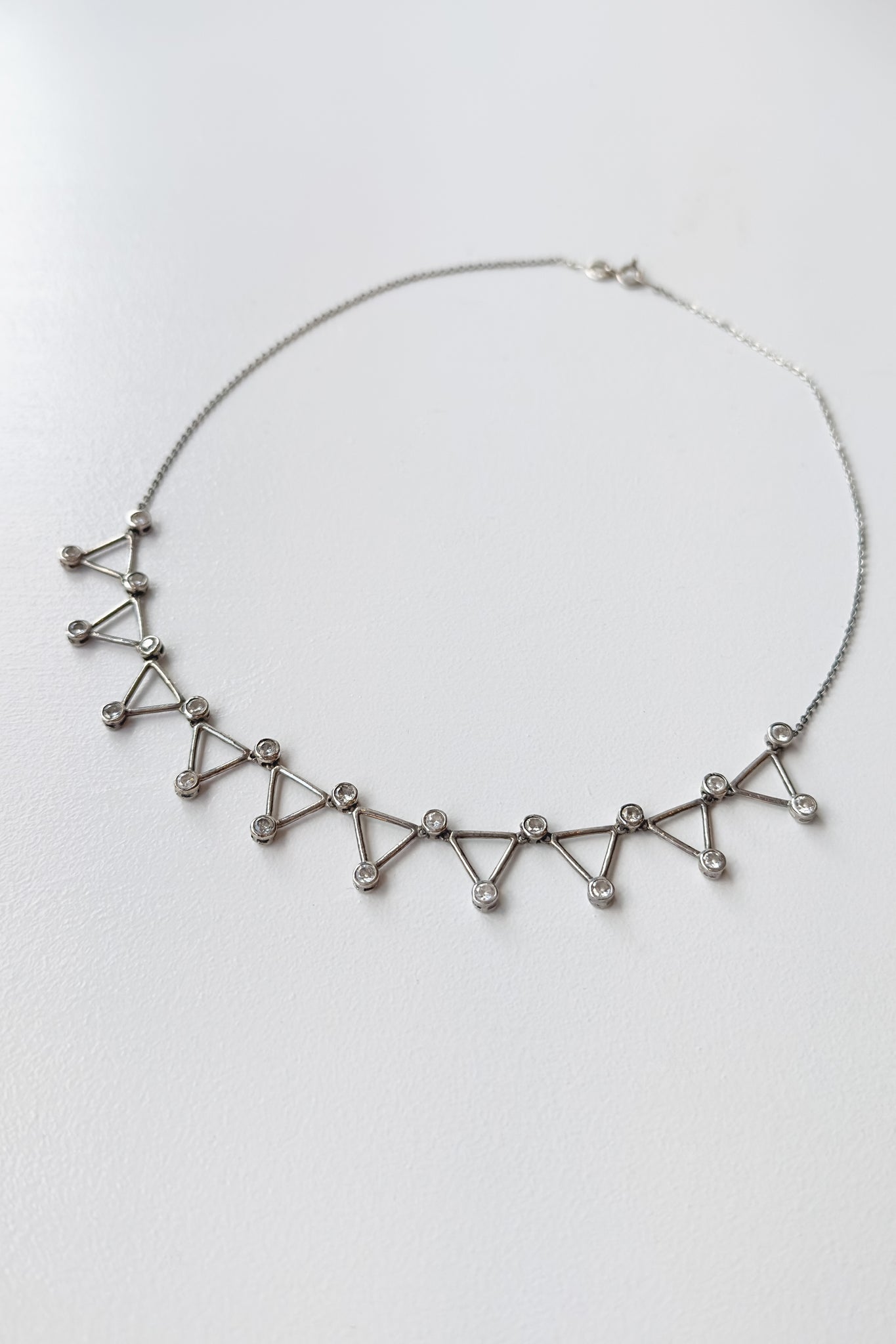 Sterling Rhinestone Bunting Necklace