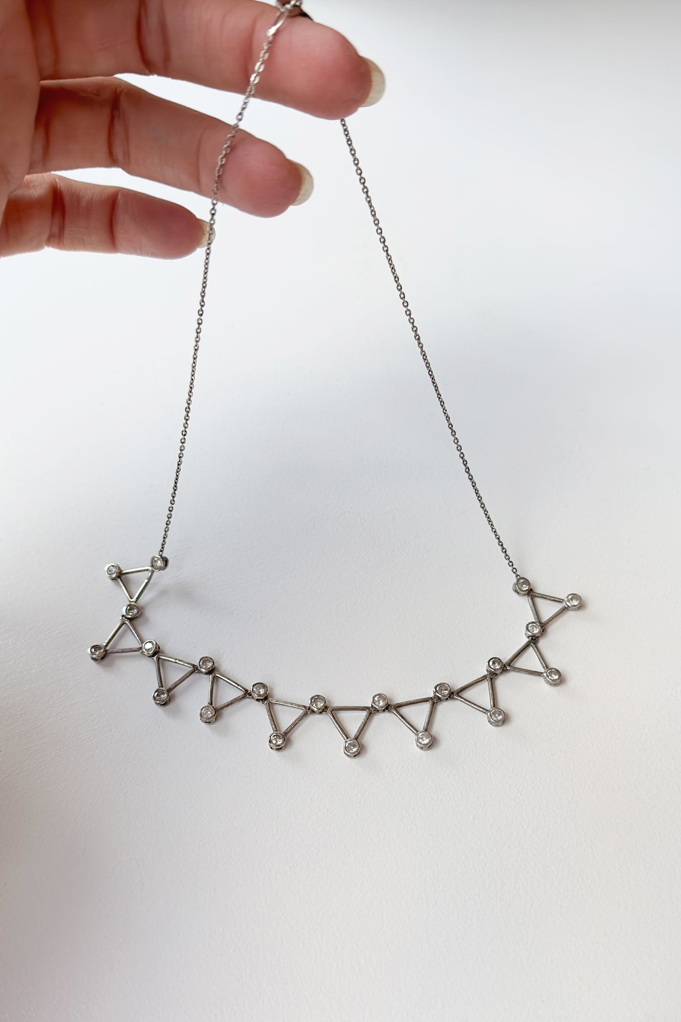 Sterling Rhinestone Bunting Necklace
