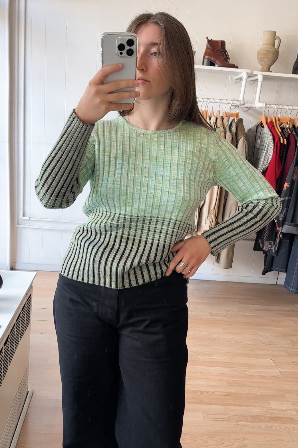 90s Static Silk Ribbed Knit