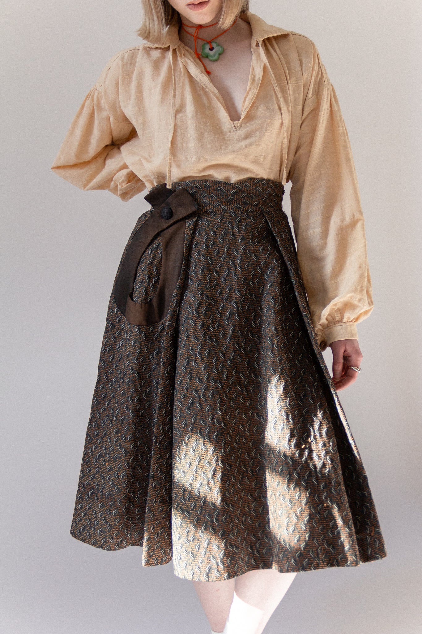 50s Brocade Pleated Skirt | 0/2