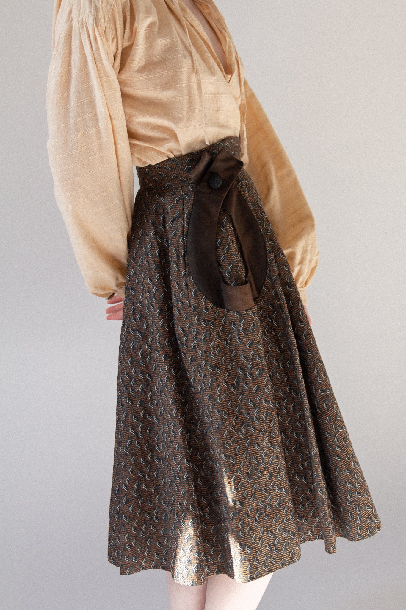 50s Brocade Pleated Skirt | 0/2