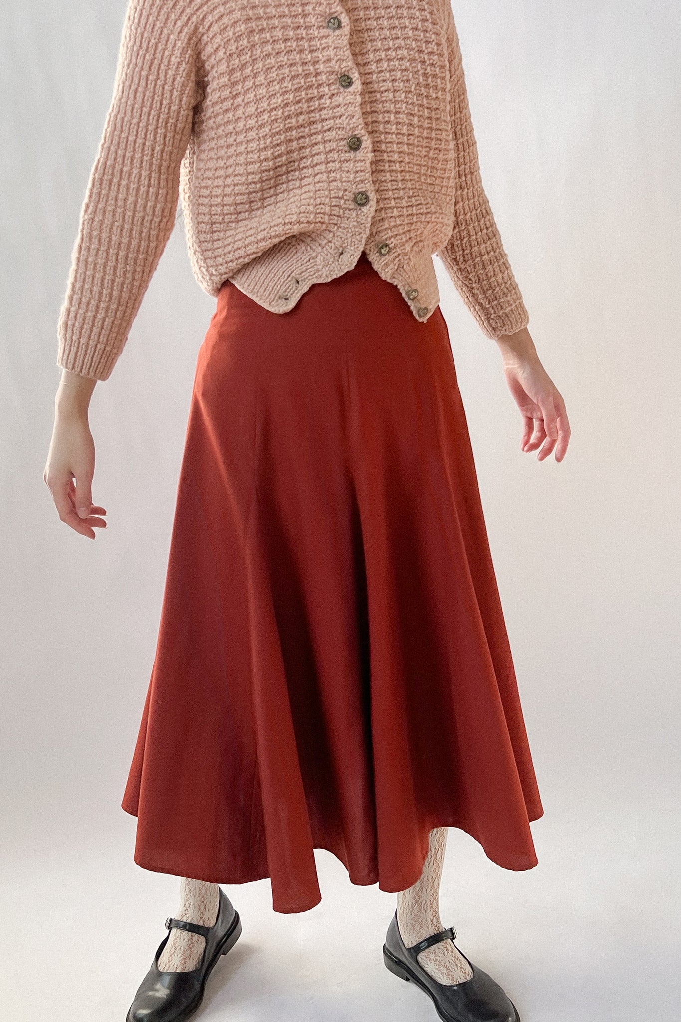 70s Brick Rayon Skirt | sz 0