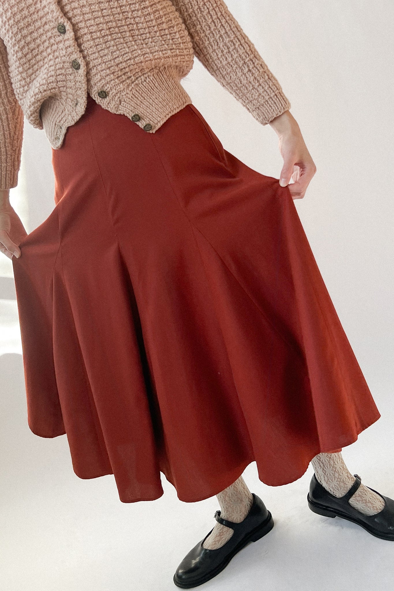 70s Brick Rayon Skirt | sz 0