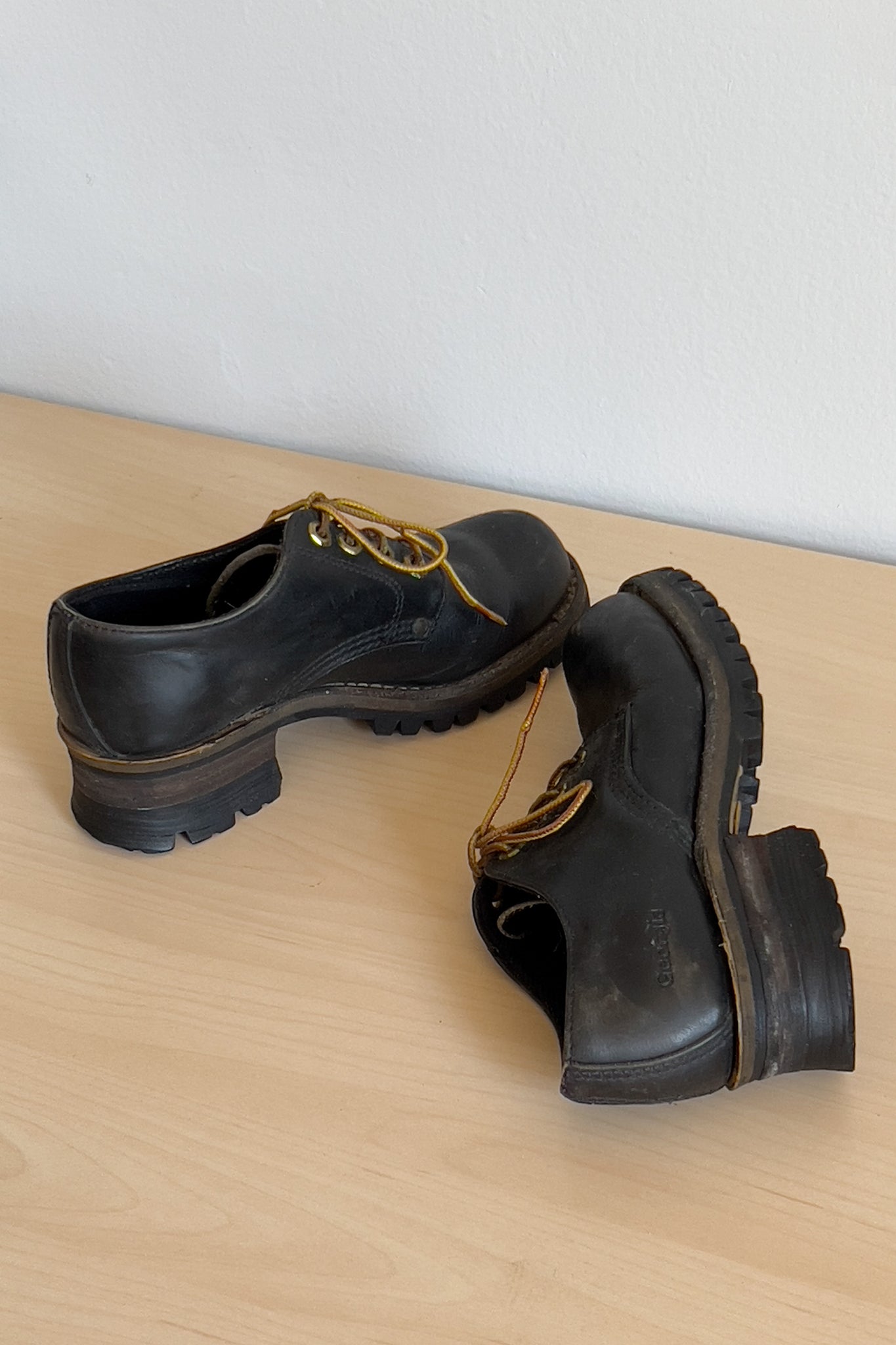 90s Round Leather Work Boots | 5/5.5